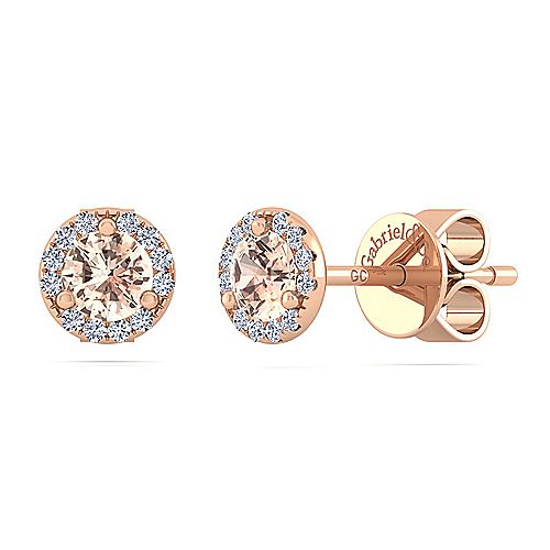 14K Rose Gold Diamond and Morganite Earrings