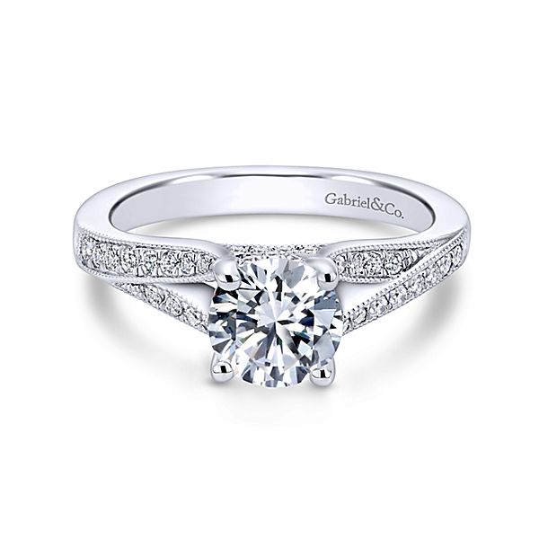 Engagement Ring Mounting - 14K White Gold Diamond Rin