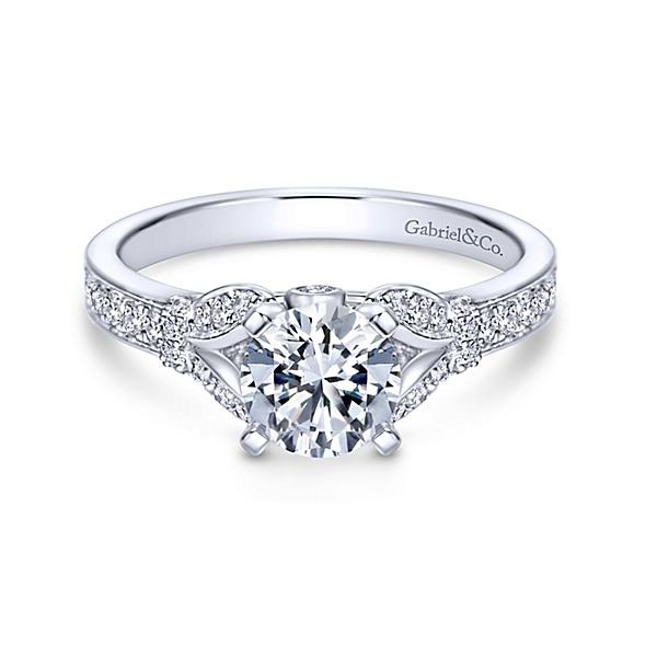 Engagement Ring Mounting - 14K White Gold Diamond Ring