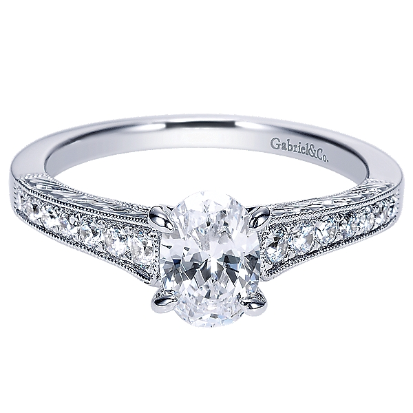 Engagement Ring Mounting - 14K White Gold Diamond Ring