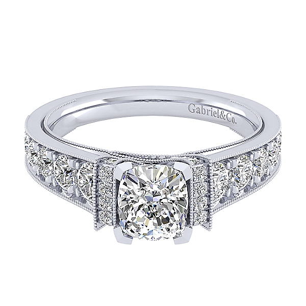 Engagement Ring Mounting 14K White Gold Diamond Ring [ER9207] 0.00