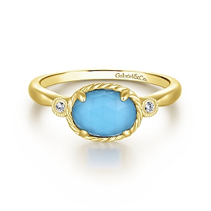 Diamond & Rock Crystal/Turquoise Ring