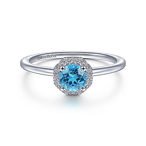 Diamond and Swiss Blue Topaz Ring