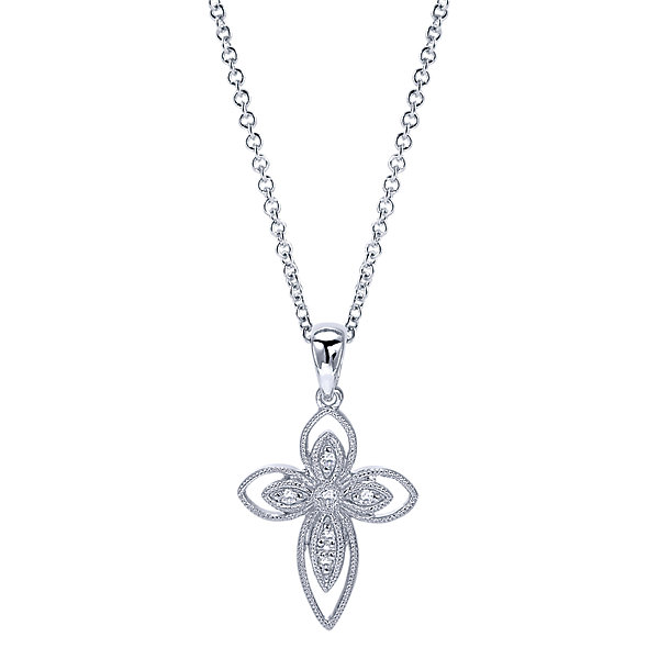 Sterling Silver and Diamond Cross Necklace